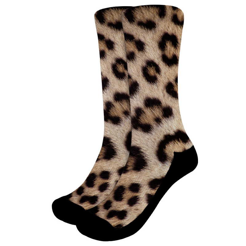 Sexy Leopard Print Socks Cat Dog Face Socks 3D Printing Crew Socks